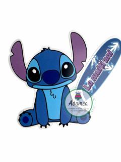 Suita de toppere de tort cu Stitch si placa de surf cu La multi ani