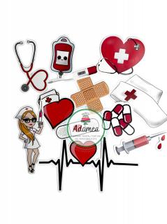 Suita de toppere de tort cu tema asistent medical