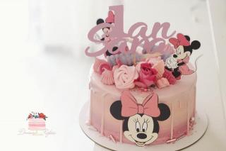 Suita topper cu 3 Minnie roz