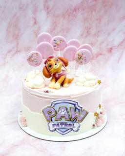 Topper frontal de  tort cu logo pastelat Patrula Catelusilor pentru fete