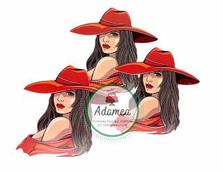 Topper frontal femeie  satena cu palarie rosie