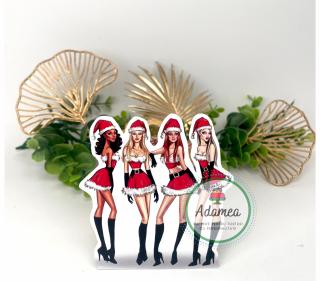 Topper frontal pentru  tort cu patru fete sexy Craciunite