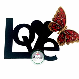 Topper LOVE negru glitter