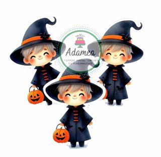 Topper tort cu baietel vrajitor plecat la colindat de Halloween