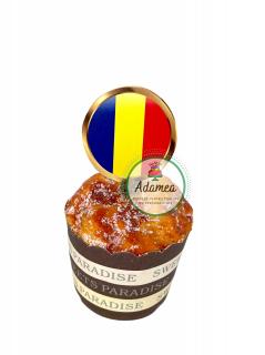 Topper tort cu banut tip auriu cu steagul Romaniei