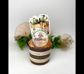 Topper tort cu cadou de Craciun verde pastelat