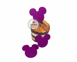 Topper tort cu cap de Minnie roz-mov glitter
