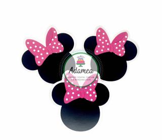 Topper tort cu cap mic de MInnie cu funda roz