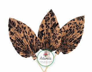 Topper tort cu evantai sau frunza de palmier natur cu flori si frunze negre