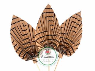 Topper tort cu evantai sau frunza de palmier natur cu zig zag
