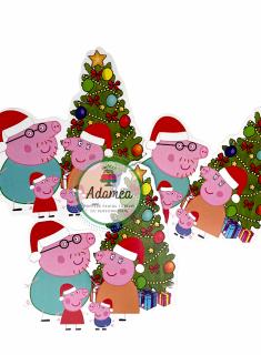 Topper tort cu familia Peppa Pig de Craciun