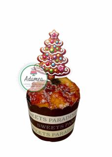 Topper tort cu figurina bradut tip turta dulce
