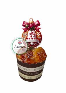 Topper tort cu figurina glob cu clopotel tip turta dulce