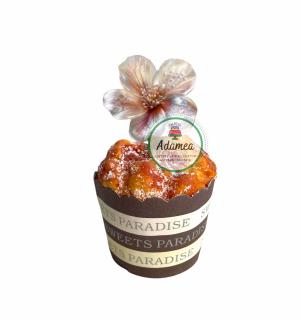 Topper tort cu floare crem sticloasa 2D cu fecte 3D mici