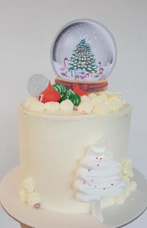 Topper tort cu glob de Craciun cu brad