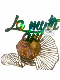 Topper tort cu La multi ani heliomat verde cu triunghiulete