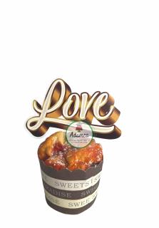 Topper tort cu love scris cu galben tip auriu