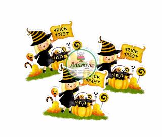 Topper tort cu micuta vrajitoare cu Trick or Treat