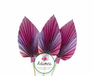 Topper tort cu mini evantai sau frunza de palmier marmorat simetric cu roz, fucsia si mov