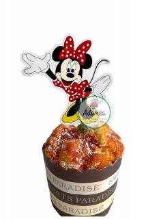 Topper tort cu Minnie vesela in rosu