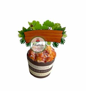 Topper tort cu placuta lemn si plante personalizabil