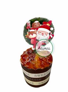 Topper tort  cu stegulet cu Mos Craciun, Rudolf si un om de turta dulce
