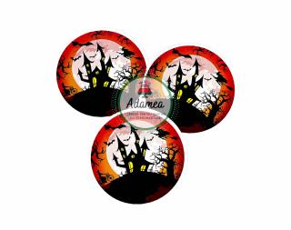 Topper tort cu stegulet de Halloween cu casa bantuita
