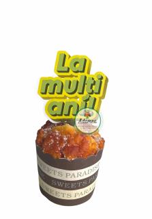 Topper tort cu stegulet La multi ani galben si verde