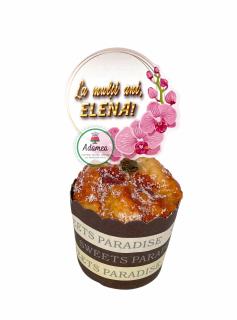Topper tort cu stegulet roz cu orhidee La multi ani, Elena