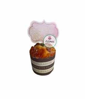Topper tort cu stegulet roz pal cu insert tip auriu personalizabil
