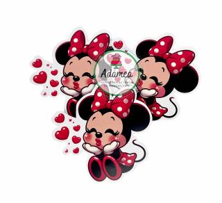 Topper tort frontal cu Minnie in rosu care da pupic