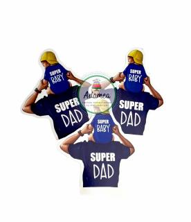 Topper tort frontal cu tatic si bebe baiat - Super DAD