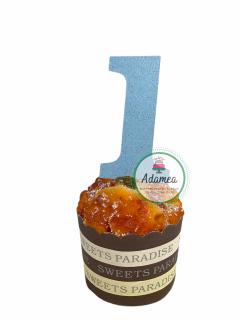 Topper tort pentru prima aniversare cu 1 bleu deschis glitter