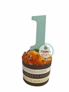 Topper tort pentru prima aniversare cu 1verde menta deschis glitter