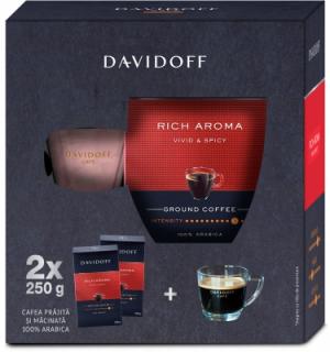 Cafea macinata Davidoff Cafe Rich Aroma 2x250g + ceasca espresso 85 ml