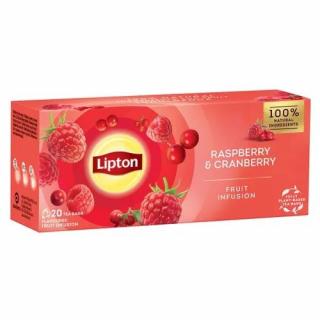 Ceai infuzie Lipton din zmeura si merisoare, 20 plicuri