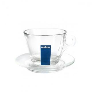 Set cesti + farfurii cafea sticla Lavazza Cappucino, 12 buc