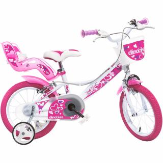 Bicicleta copii Dino Bikes 14  Little Heart alb si roz