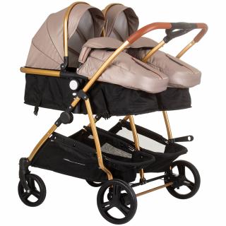 Carucior gemeni Chipolino Duo Smart 2 in 1 golden beige