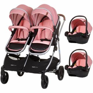 Carucior gemeni Chipolino Duo Smart 3 in 1 flamingo