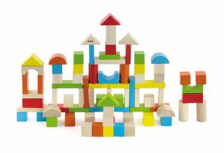 Cuburi de construit din lemn 80 piese, Viga Toys