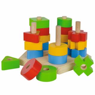 Jucarie de stivuit forme din lemn Eichhorn Stacking Toy