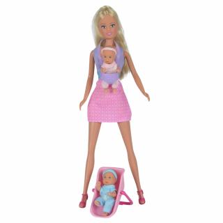 Papusa Simba Steffi Love 29 cm Babysitter cu 2 bebelusi si accesorii