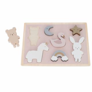 Puzzle incastru din lemn cu lebada si unicorn, JaBaDaBaDo