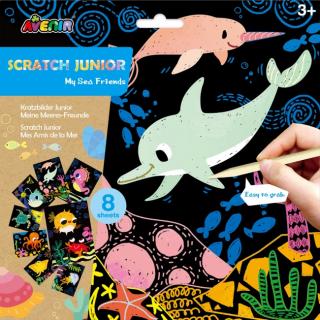 Set creativ cu foi razuibile Scratch Art, animale marine, Avenir