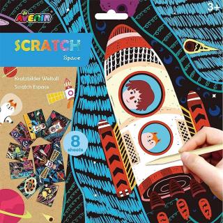 Set creativ cu foi razuibile Scratch Art, spatiul cosmic, Avenir