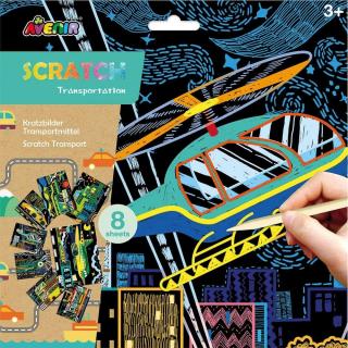 Set creativ cu foi razuibile Scratch Art, vehicule, Avenir