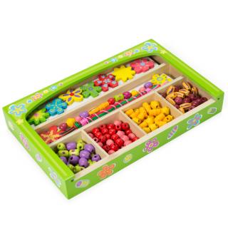 Set creativ de confectionat bijuterii din margele din lemn, Viga Toys