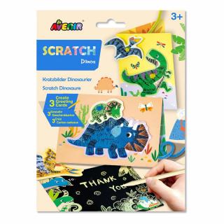 Set creativ foi razuibile Scratch Art, felicitare cu dinozauri, Avenir