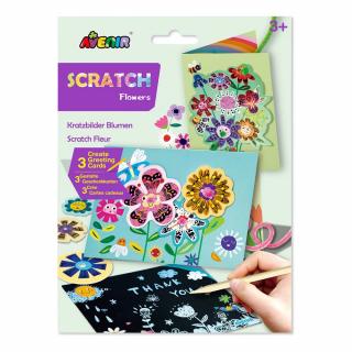 Set creativ foi razuibile Scratch Art, felicitare cu flori, Avenir